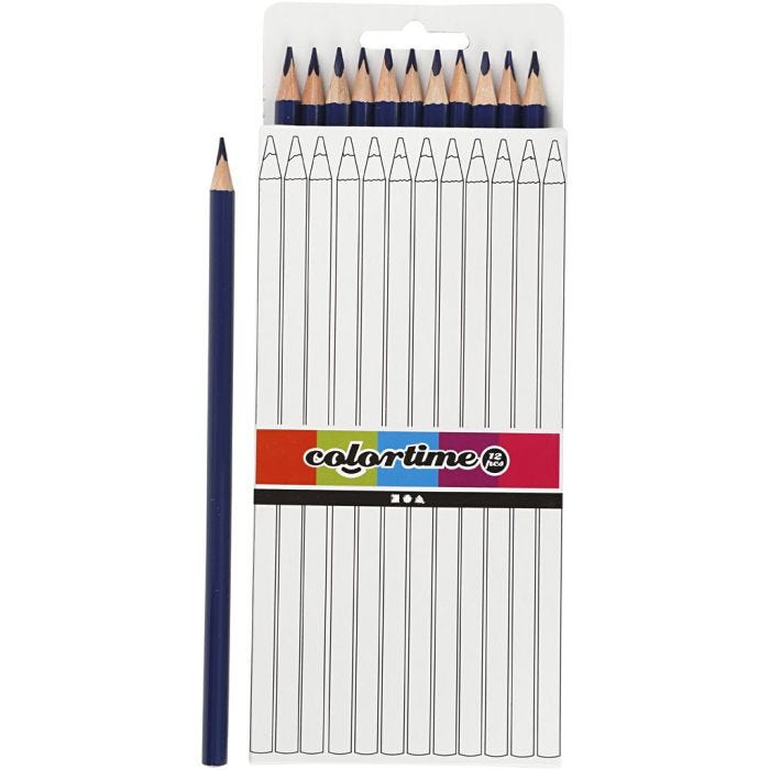 Colortime Kleurpotloden, L: 17 cm, vulling 3 mm, donkerblauw, 12 stuk/ 1 doos