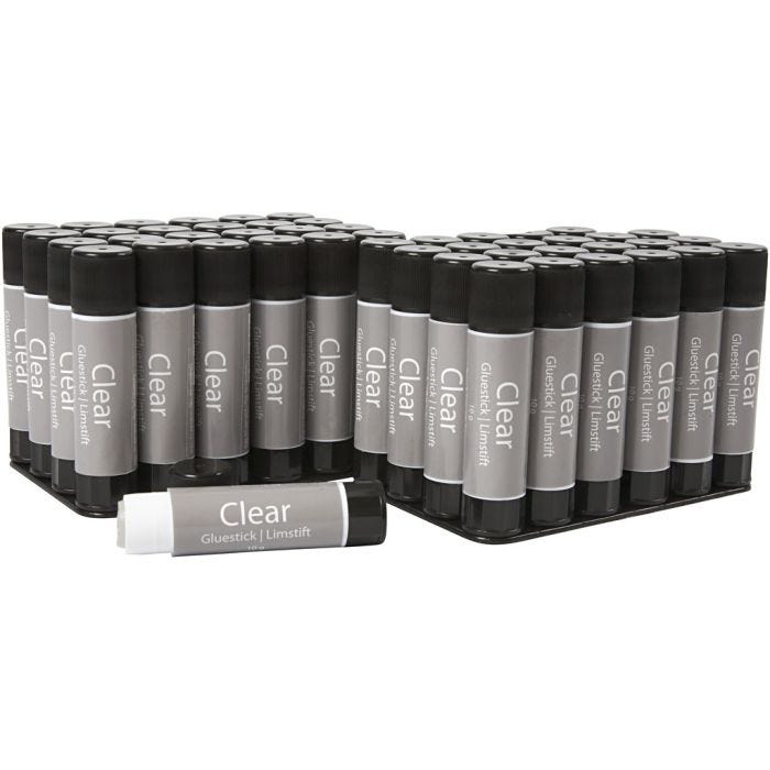 Transparante Lijmstift, rond, 10 gr, 48stuk/ 1 doos