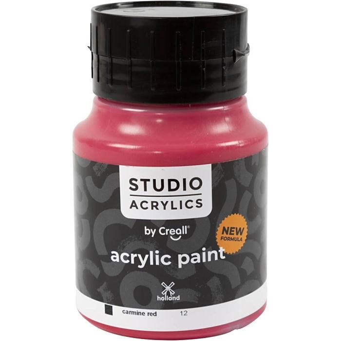 Creall Studio Acrylverf, dekkend, carmine red (12), 500 ml/ 1 fles