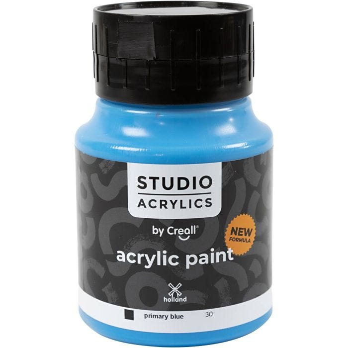 Creall Studio Acrylverf, dekkend, primary blue (30), 500 ml/ 1 fles