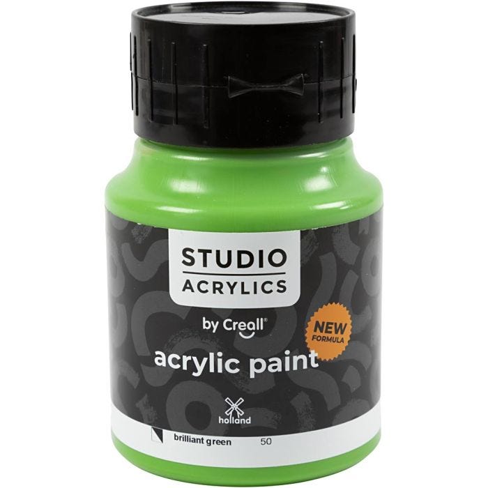 Creall Studio Acrylverf, semi-dekkend, brilliant green (50), 500 ml/ 1 fles