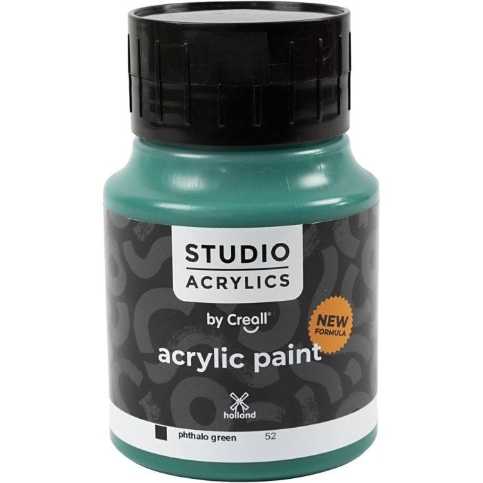 Creall Studio Acrylverf, dekkend, phtalo green (52), 500 ml/ 1 fles