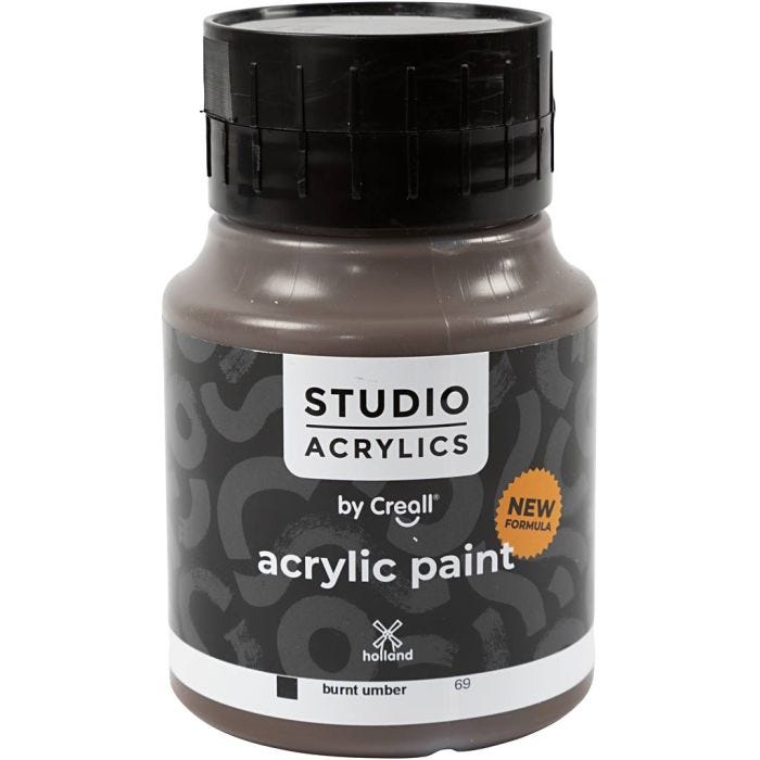 Creall Studio Acrylverf, dekkend, burnt umber (69), 500 ml/ 1 fles