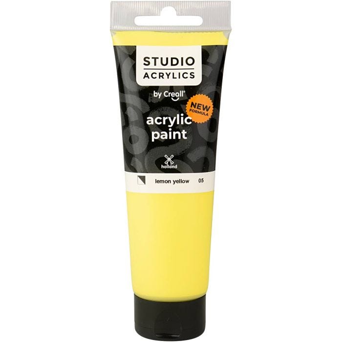 Creall Studio Acrylverf, semi-dekkend, lemon yellow (05), 120 ml/ 1 fles