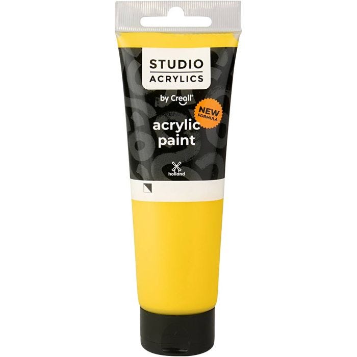 Creall Studio Acrylverf, semi-dekkend, primary yellow (06), 120 ml/ 1 fles