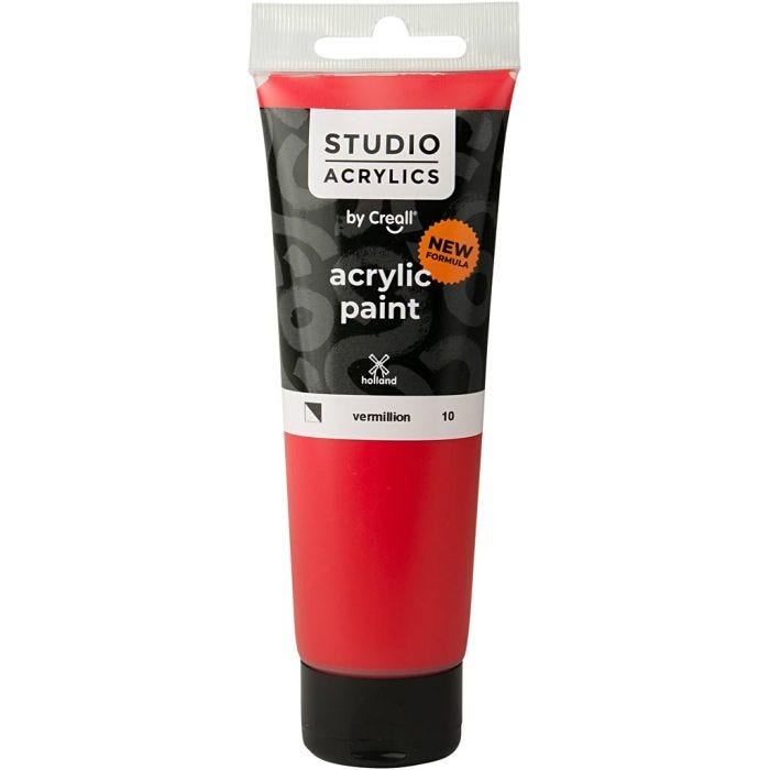 Creall Studio Acrylverf, semi-dekkend, vermillion (10), 120 ml/ 1 fles