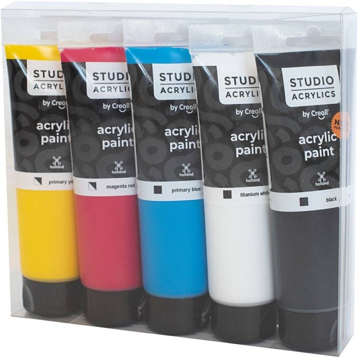 Creall Studio Acrylverf, diverse kleuren, 5x120 ml/ 1 doos