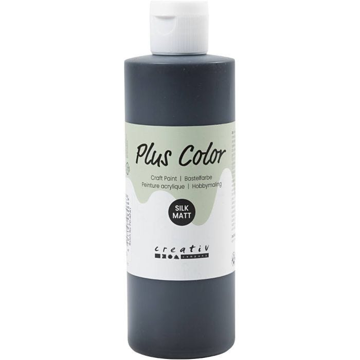 Plus Color Acrylverf, zwart, 250 ml/ 1 fles