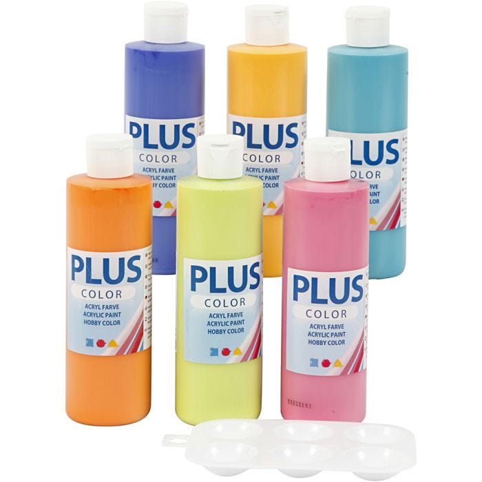 Plus Color Acrylverf, 6x250 ml/ 1 doos