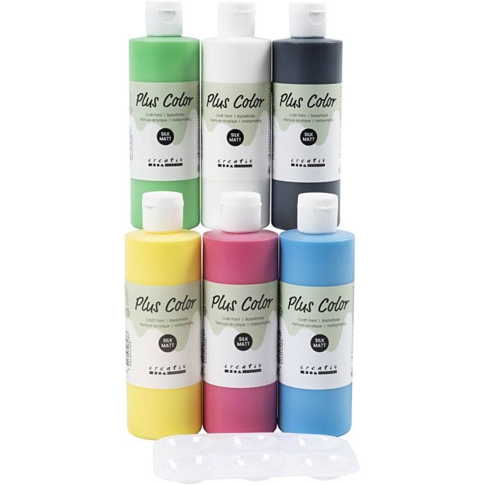 Plus Color Acrylverf, primair kleuren, 6x250 ml/ 1 doos