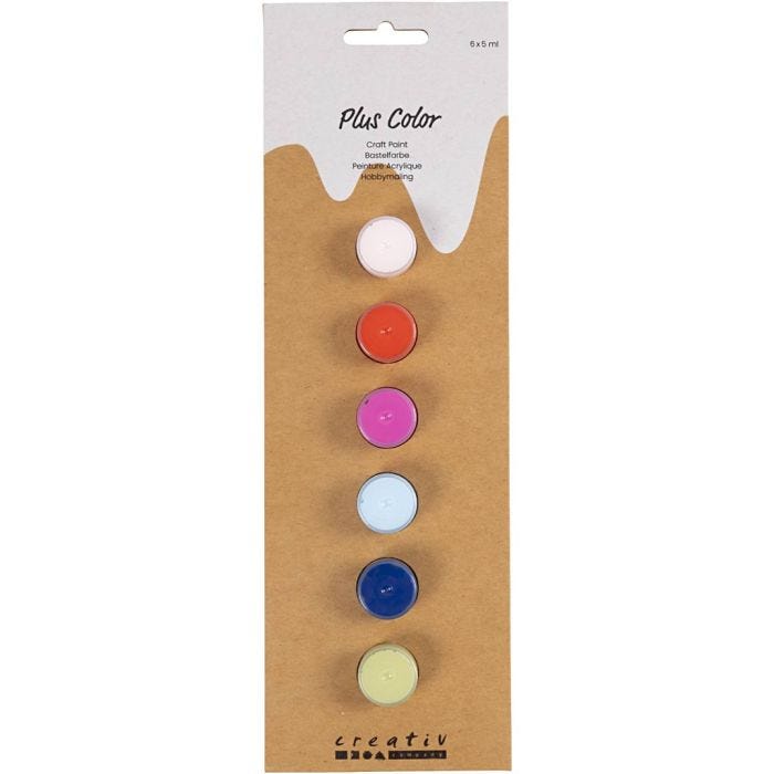 Plus Color acrylverf, sterke kleuren, 6x5ml/ 1 doos