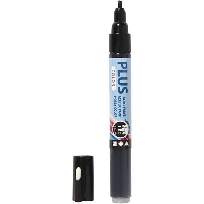 Plus Color Marker, L: 14,5 cm, lijndikte 1-2 mm, zwart, 5,5 ml, 1 stuk