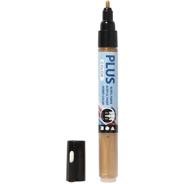 Plus Color Marker, L: 14,5 cm, lijndikte 1-2 mm, goud, 5,5 ml, 1 stuk