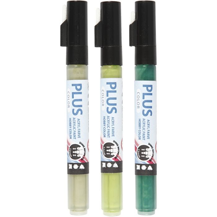 Plus Color Marker, L: 14,5 cm, lijndikte 1-2 mm, donkergroen, eucalyptus, leaf green, 5,5 ml, 3 stuk/ 1 doos