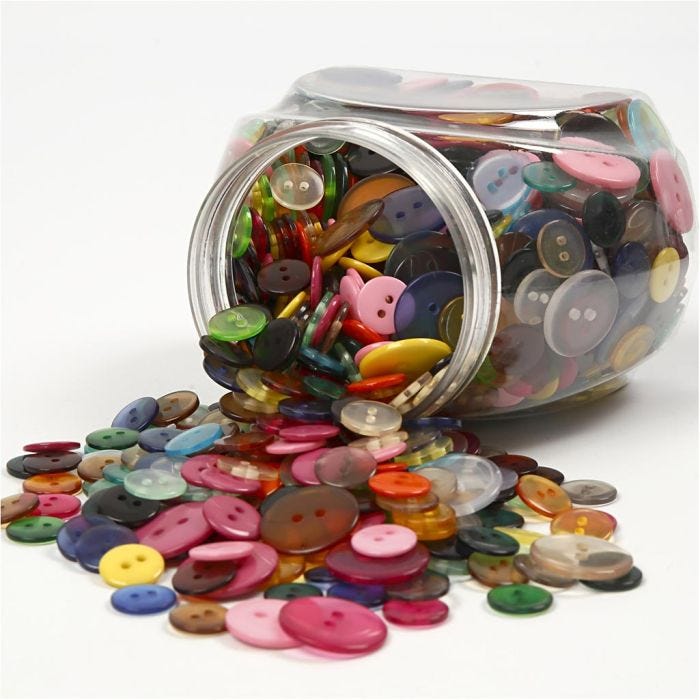 Knopen, d 12+18+20 mm, diverse kleuren, 800 stuk/ 1 doos