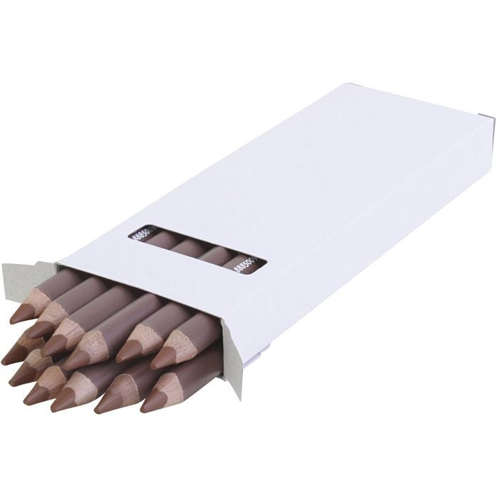 Edu Jumbo Kleurpotlood, dikte 10 mm, vulling 6,25 mm, lichtbruin, 12 stuk/ 1 doos