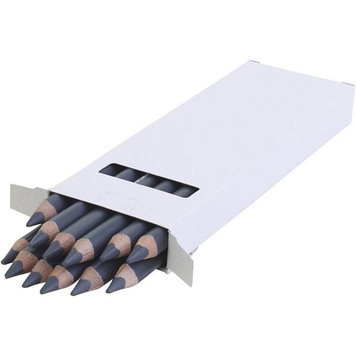 Edu Jumbo Kleurpotlood, dikte 10 mm, vulling 6,25 mm, grijs, 12 stuk/ 1 doos