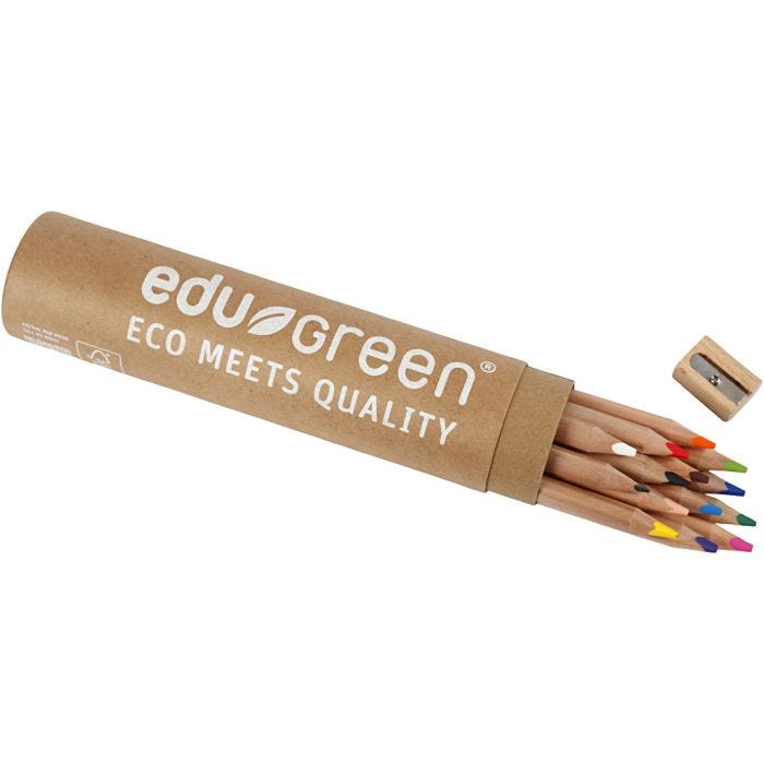 Edugreen Jumbo Kleurpotloden, vulling 5 mm, diverse kleuren, 12 stuk/ 1 doos