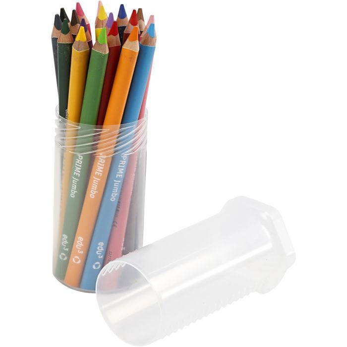 Edu Jumbo Kleurpotlood, dikte 10 mm, vulling 6,25 mm, diverse kleuren, 18 stuk/ 1 doos