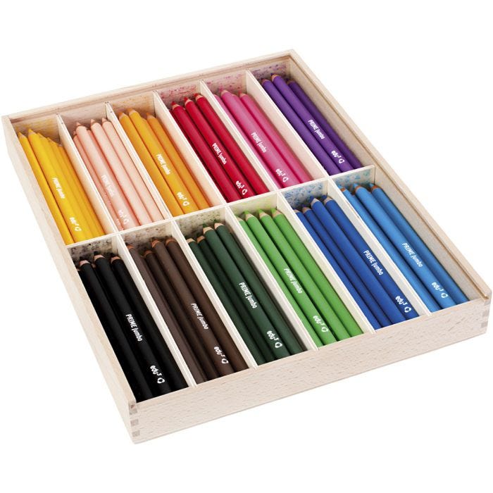 Edu Jumbo Kleurpotlood, dikte 10 mm, vulling 6,25 mm, diverse kleuren, 12x12 stuk/ 1 doos