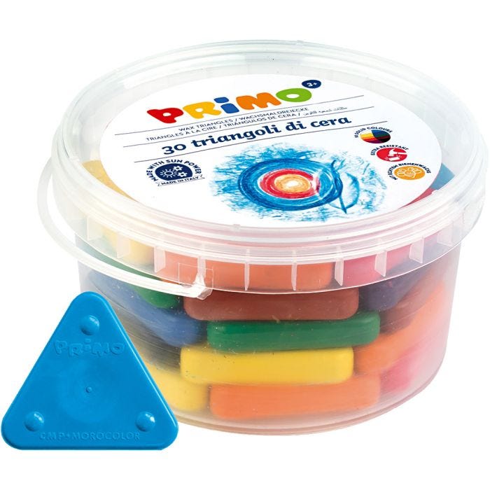 PRIMO Wax Krijtjes, diverse kleuren, 30 stuk/ 1 doos