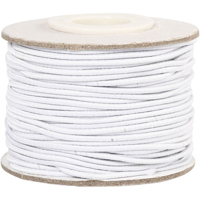 Elastisch koord, dikte 1 mm, wit, 25 m/ 1 rol