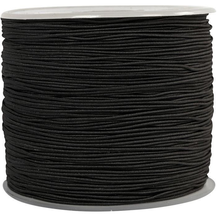Elastisch koord, dikte 1 mm, zwart, 250 m/ 1 rol