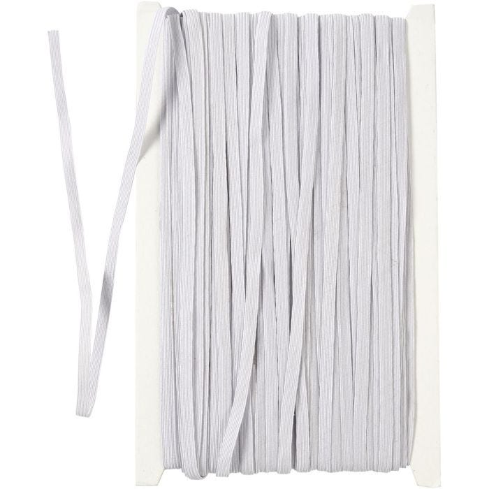 Elastiek, B: 6 mm, wit, 50 m/ 1 rol