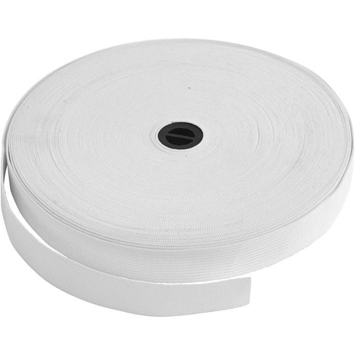 Elastiek, B: 20 mm, wit, 25 m/ 1 rol