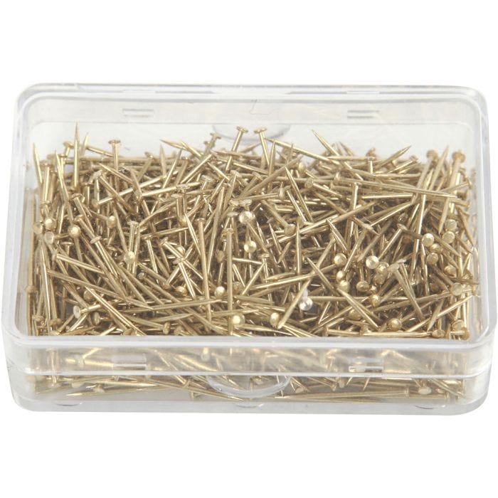 Kopspelden, L: 16 mm, dikte 0,65 mm, goud, 35gr/ 1 doos