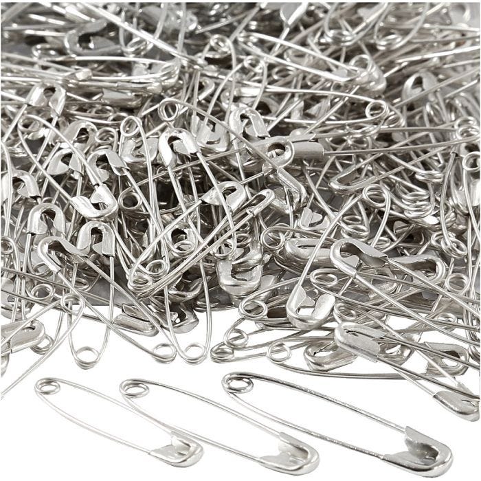 Veiligheidsspelden, L: 28+31+36 mm, dikte 0,7-0,8 mm, zilver, 600stuk/ 1 doos