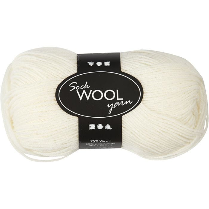 Sokkengaren, L: 200 M, off-white, 50 gr/ 1 bol