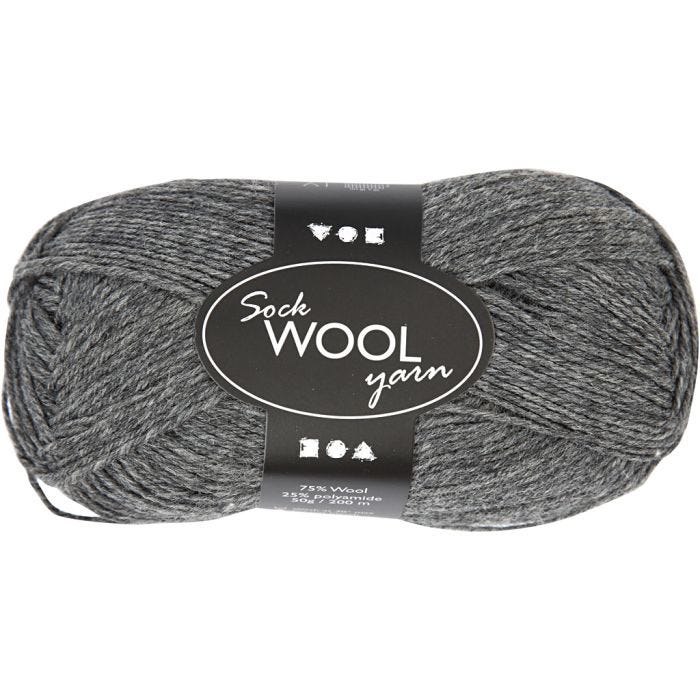 Sokkengaren, L: 200 M, donkergrijs, 50 gr/ 1 bol