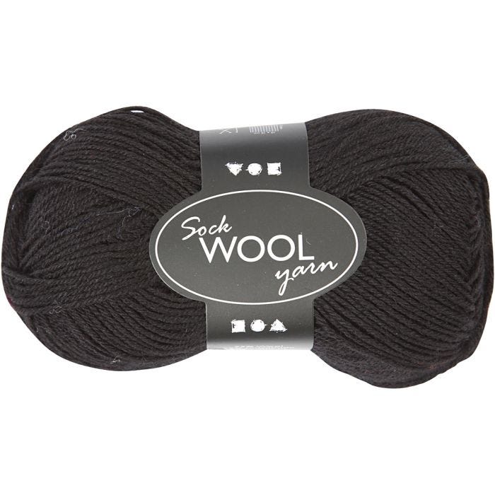 Sokkengaren, L: 200 M, zwart, 50 gr/ 1 bol