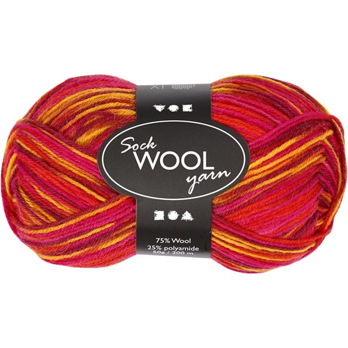 Sokkengaren, L: 200 M, diverse kleuren, 50 gr/ 1 bol