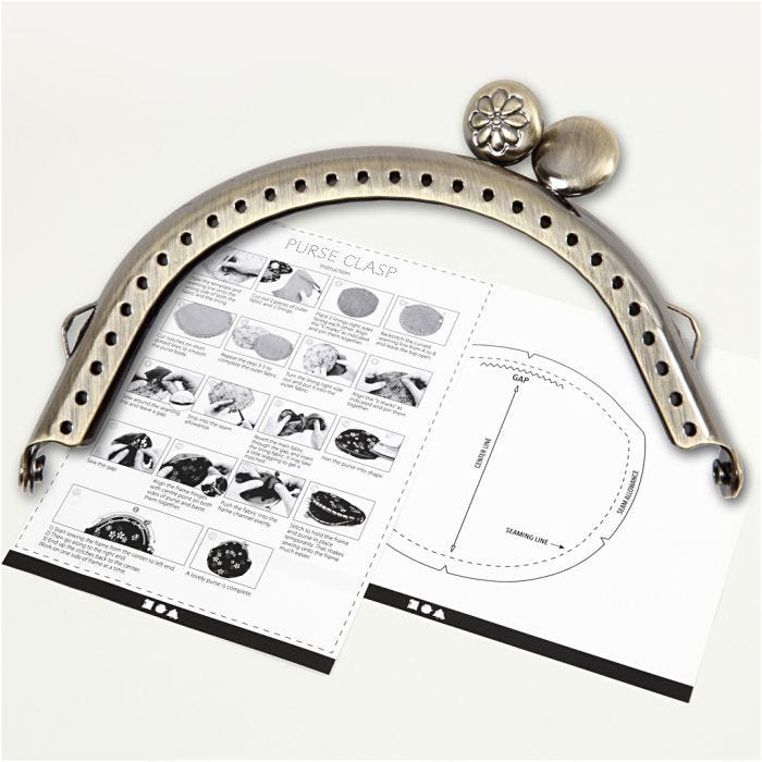 Portemonnee gesp kit, 8 cm, geborsteld messing, 1 stuk
