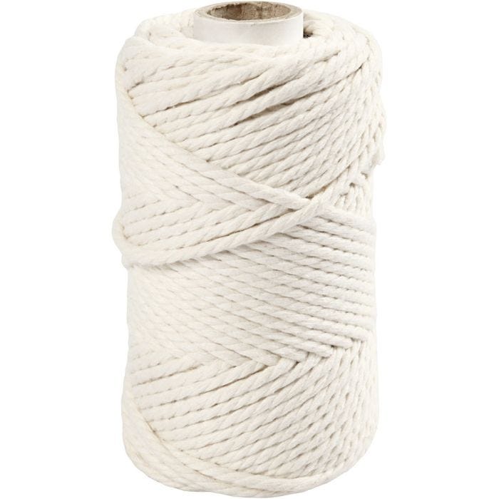 Macramé koord, L: 55 M, d 4 mm, off-white, 330 gr/ 1 rol