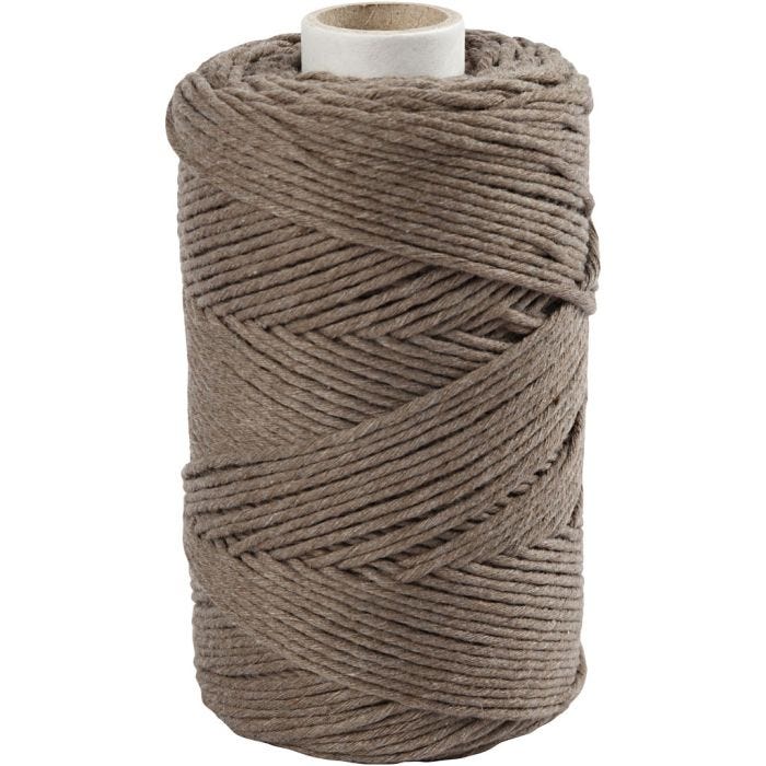 Macramé Koord, L: 198 M, d 2 mm, lichtbruin, 330 gr/ 1 rol