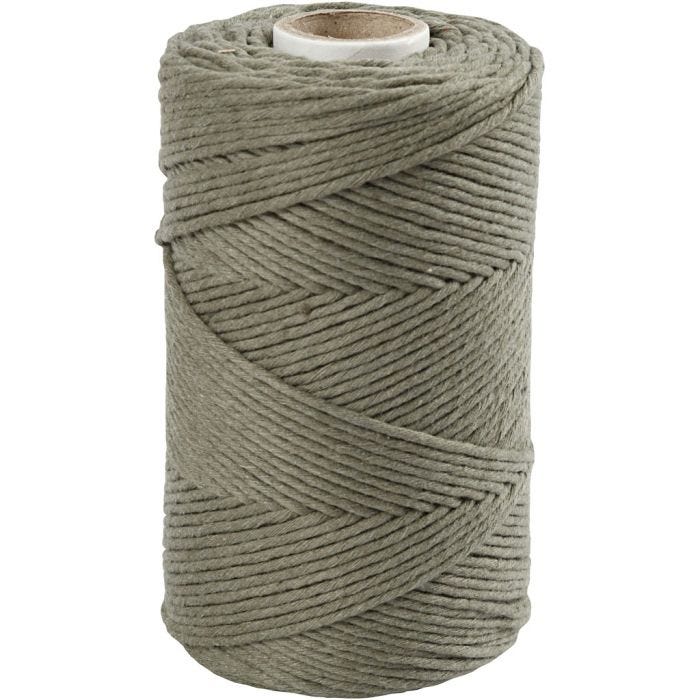 Macramé Koord, L: 198 M, d 2 mm, mosgroen, 330 gr/ 1 rol