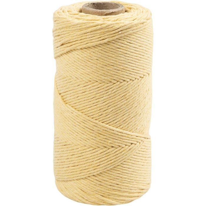 Macramé Koord, L: 198 M, d 2 mm, lichtgeel, 330 gr/ 1 rol