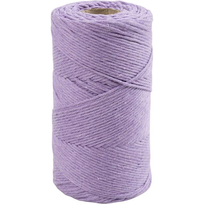 Macramé Koord, L: 198 M, d 2 mm, paars, 330 gr/ 1 rol
