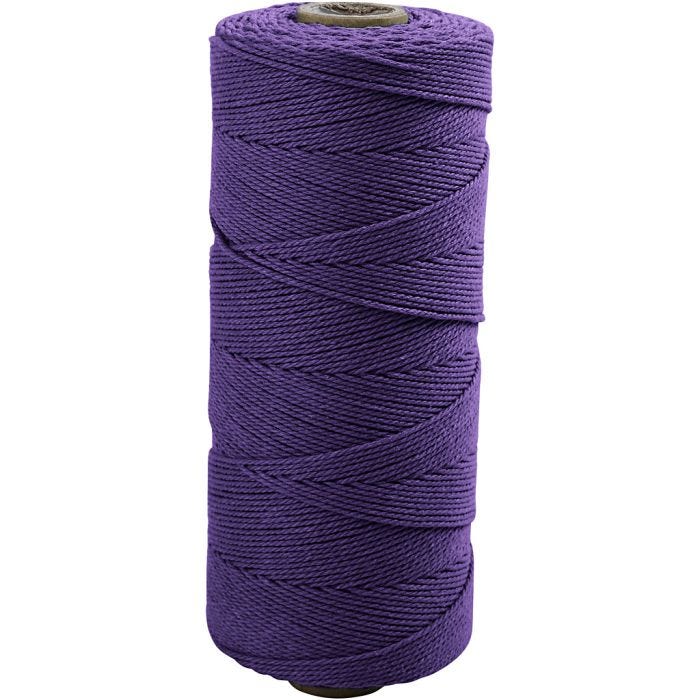 Macramé koord, L: 315 M, dikte 1 mm, Dunne kwaliteit 12/12, violet, 220 gr/ 1 bol