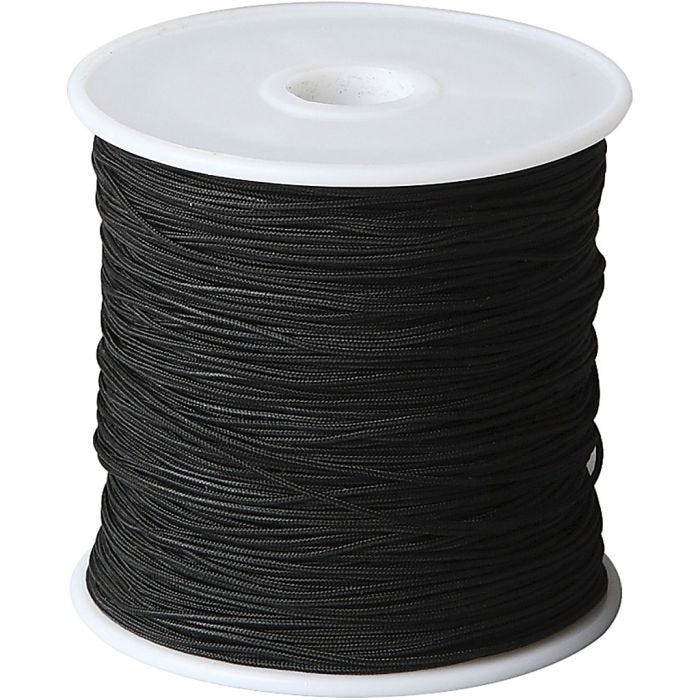 Polyester Koord, dikte 0,8 mm, zwart, 50 m/ 1 rol