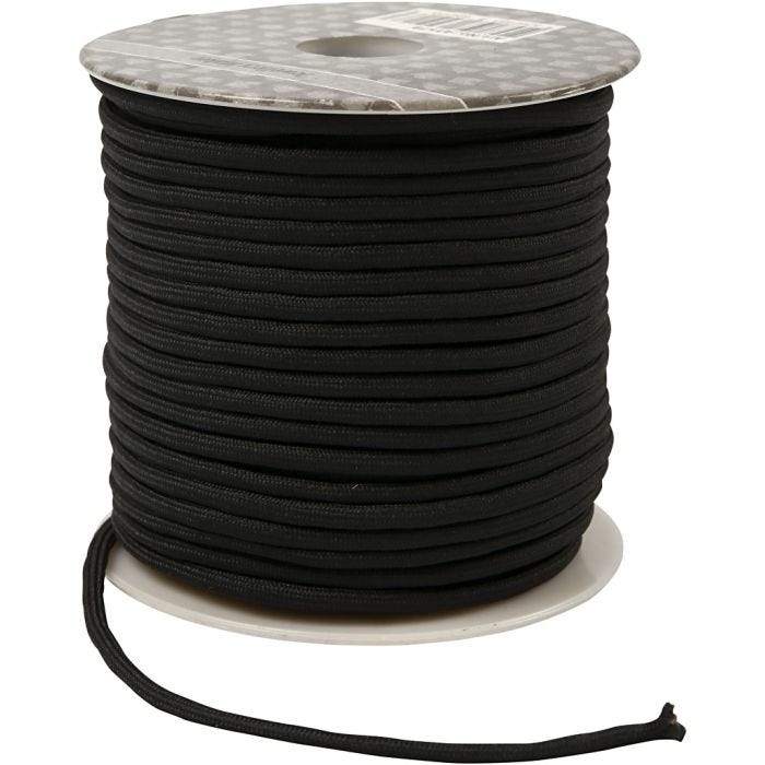 Polyester koord, dikte 4 mm, zwart, 40 m/ 1 rol