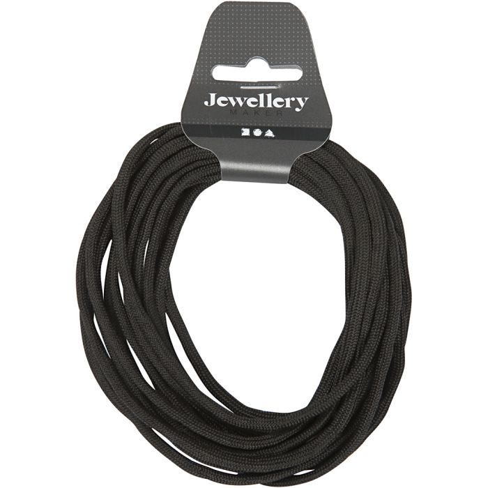Macramé Koord, 5 mm, zwart, 4m/ 1 rol