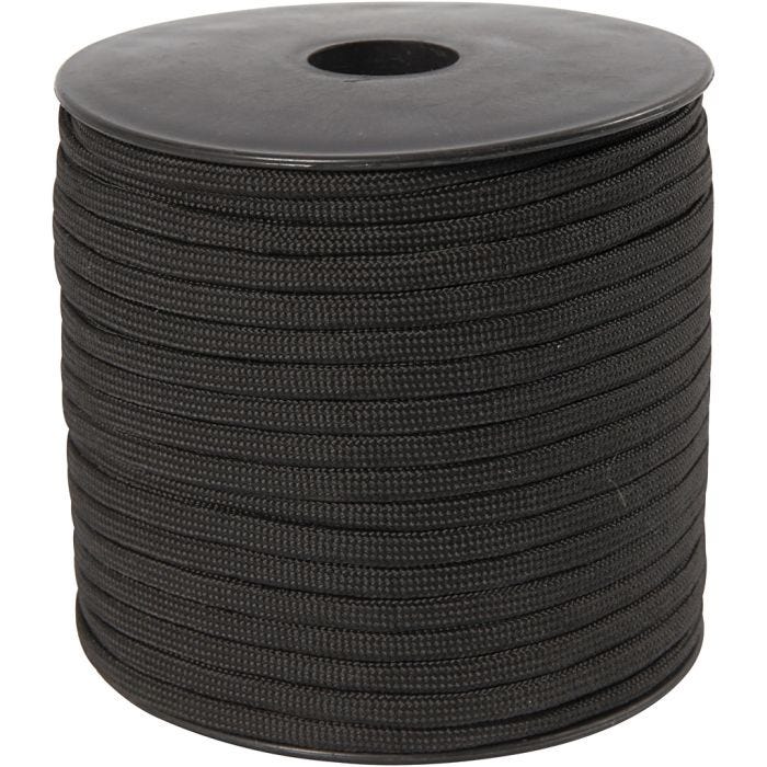 Macramé Koord, 5 mm, zwart, 50m/ 1 rol