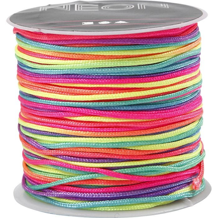 Macramé koord, dikte 1 mm, neon kleuren, 28 m/ 1 rol