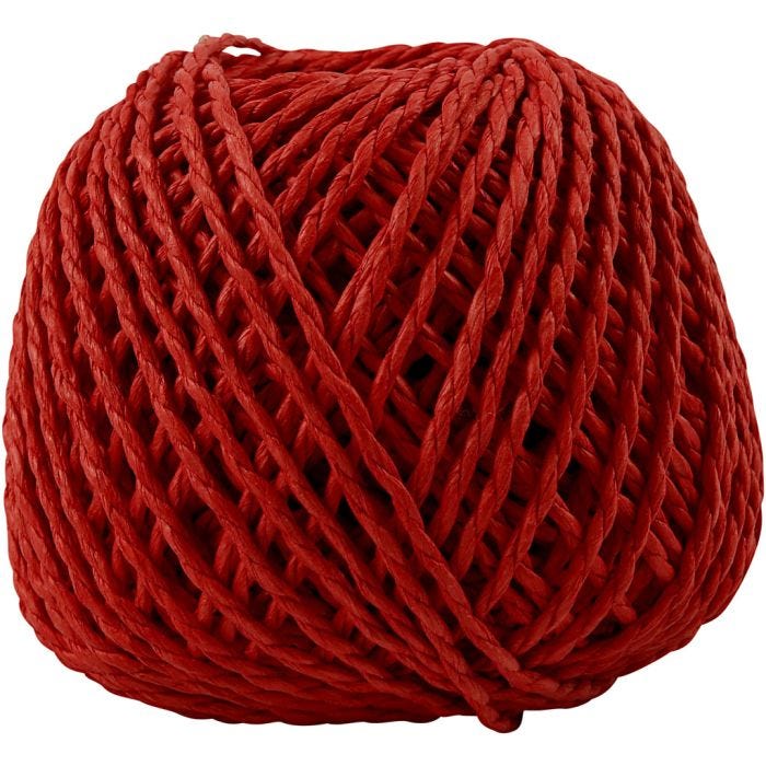Papier garen, dikte 2,5-3 mm, rood, 150 gr, 40 m/ 1 bol