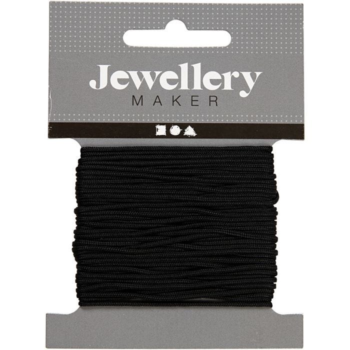 Macramé Koord, dikte 1 mm, zwart, 10 m/ 1 rol