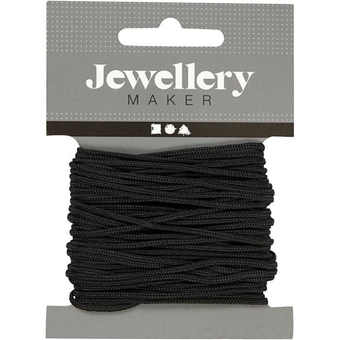 Macramé Koord, dikte 2 mm, zwart, 8 m/ 1 rol